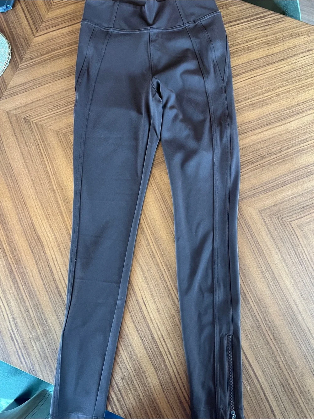 Athleta Delancey Skyline Tight Brown Ankle Zip Leggings XS brown